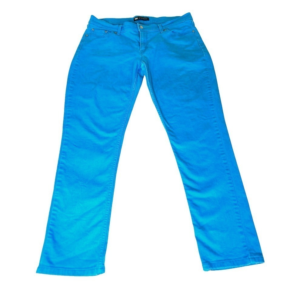 Levi's 524 Too Superlow Jeans Women 17M W33 L32 Washed Denim Low Rise Turquoise
